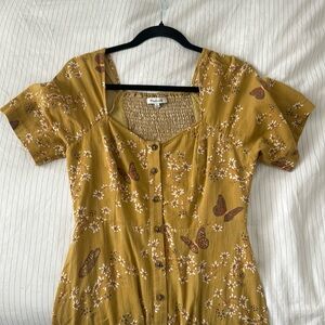 Madewell yellow floral midi dress